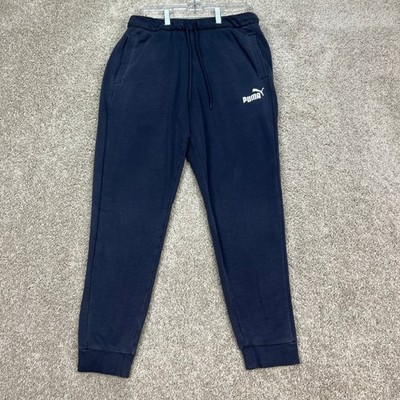 Puma Sweatpants Mens Medium Navy Blue Tapered Elastic Waistband Fleece Joggers