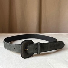 Gerard Darel Gray Nubuck Leather Belt 1.25" Made in France Gold Tone Buckle 30