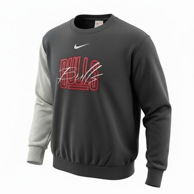 Nike x NBA Chicago Bulls Sweatshirt XL Schwarz Grau Colorblock Vintage Pullover