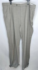 Oscar De La Renta Mens Size 48XL Color Brown Straight Leg 100% Wool Dress Pants