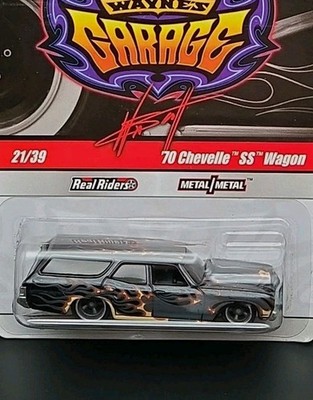 Hot Wheels Wayne s Garage 70 1970 Chevelle SS Wagon Black W/ Flames Real Riders 