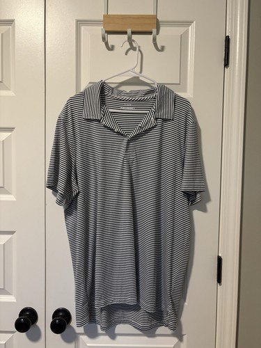 J.Crew Performance Striped Short Sleeve Button-Up Shirt Men's XL White Navy