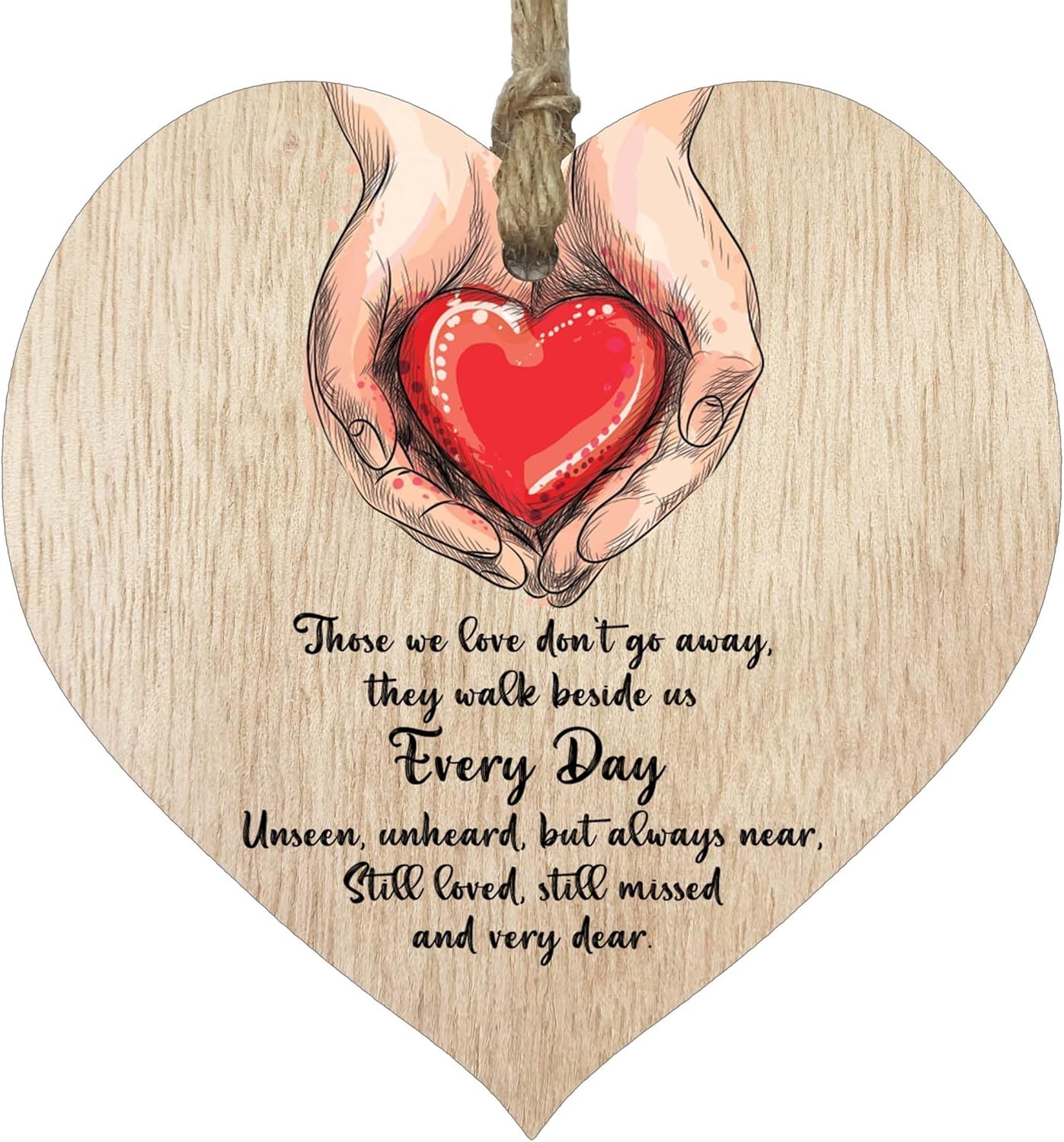 Those We Love Don't Go Away Hanging Wooden Heart Sign Plaque Thoughtful Gifts f