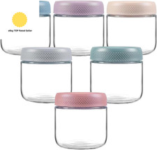 6 Pack 16Oz Glass Jars with Lids, Reusable Small Mason Jars for Overnight Oats,