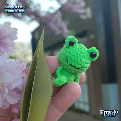 Mini Häkelfrosch - kleiner Froschbegleiter - Adoptiere einen Frosch - Baum pflanzen Geschenk - Cu