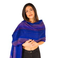 Alpaca wool Shawl - Alpaca Scarf - Unisex Alpaca Shawl or Scarf Purple & Blue