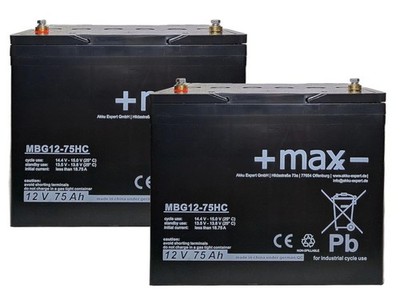 Akku kompatibel Comet 2x 12V 75Ah 24V Elektromobil E Scooter Gel Blei Vlies Accu