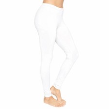 Leggings Cotton Plain Full Length Black UK Size 6 - 30 Womens Ladies Girls