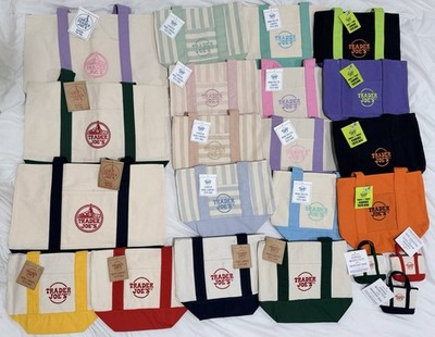 Trader Joe's Collection! Micro Mini Large Canvas Tote Bags NWT, Set of 22! 