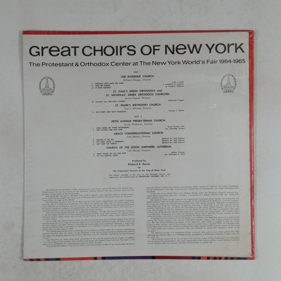 GREAT CHOIRS OF NEW YORK (World's Fair 1964 to 65) LP Vinyl SEALED 1965 Foto 2 de 2