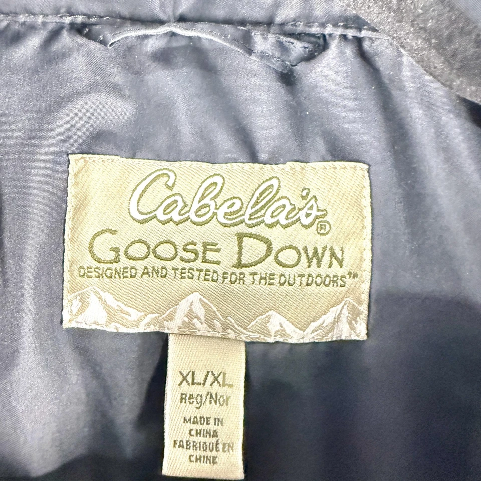 Vest Cabela's Goose Down Puffer Men's XL Gray Snap Front Quilted Insulated Warm - Image 3 of 4