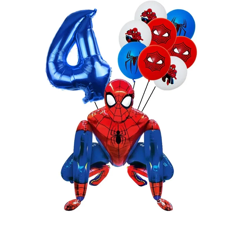 Decoraciones de fiesta de cumpleaños Spiderman para niños látex aluminio papel aluminio globos araña Foto 3 de 4