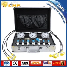 25/40/60Mpa Hydraulic Pressure Gauge Test Kit w/ 9 Test couplings 3 Test Hoses