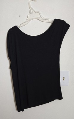 Pre-loved THREADS4THIUGHT Women's Ribbed Black One Shoulder Short Sleeve Top Sz