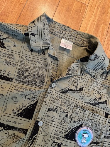 Peanuts Snoopy Camping Comic Allocer Print Button Down Shirt, Size XL Y2K