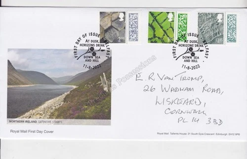 GB ROYAL MAIL FDC 2022 NORTHERN IRELAND REGIONAL STAMPS DEFINITIVES HANDWRITTEN