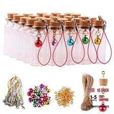 MaxMau 25pcs Small Glass Bottles with Cork Stoppers DIY Art Craft Storage 10ml