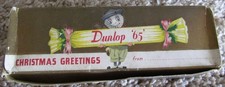 VINTAGE COLORFUL XMAS SLEEVE OF 3 UNUSED WRAPPED DUNLOP 65 GOLF BALLS-1950'S