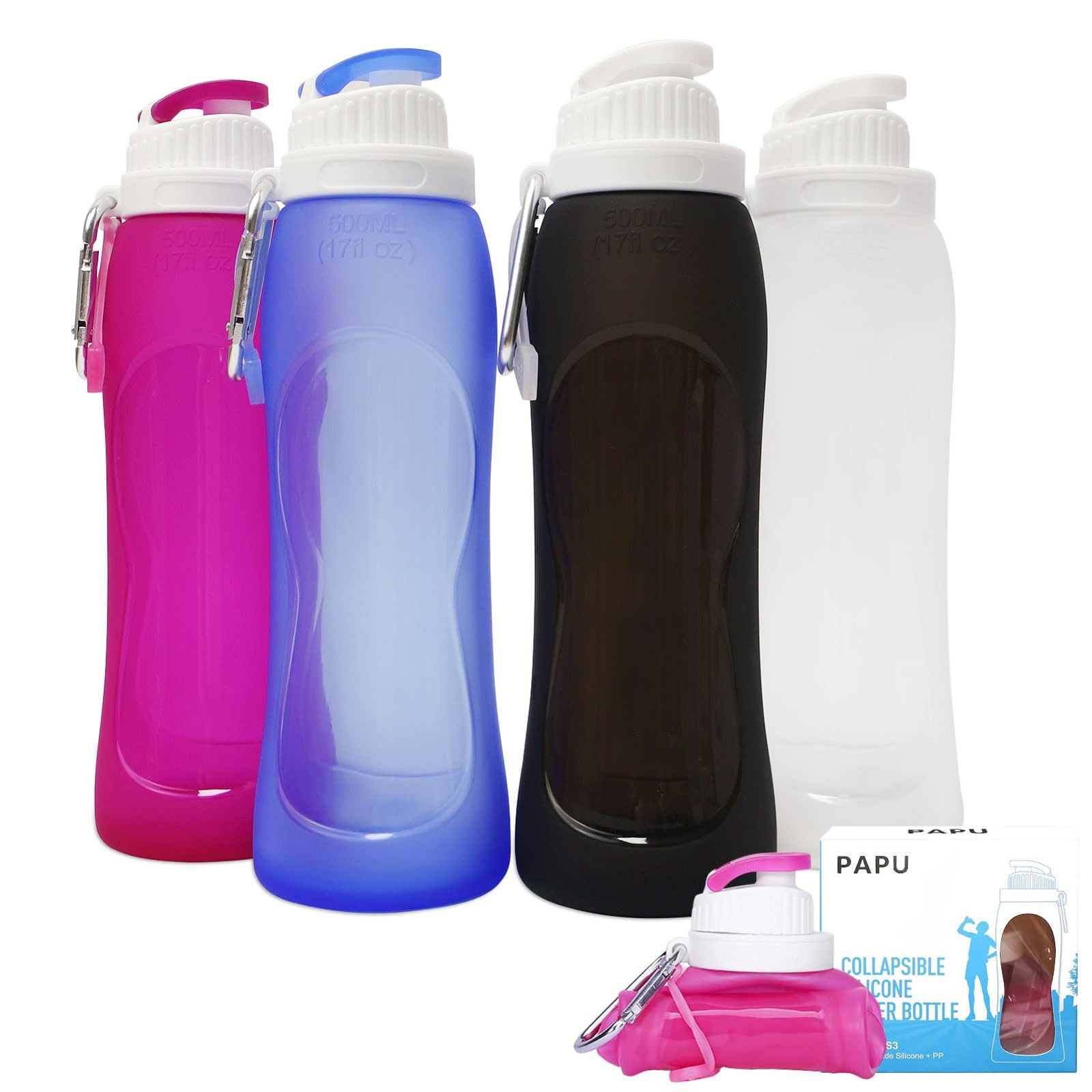 Gourde pliable anti-fuite silicone 600ml compacte haute résistance outdoor