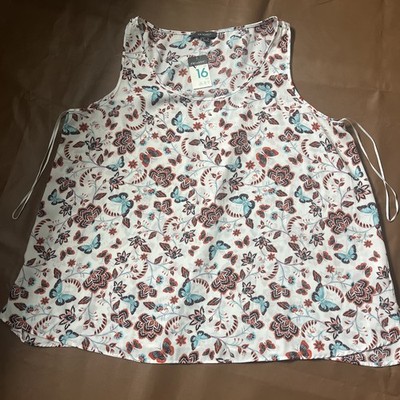 Primark Tank Top Women s size 16  Floral butterfly print Sleeveless Blouse