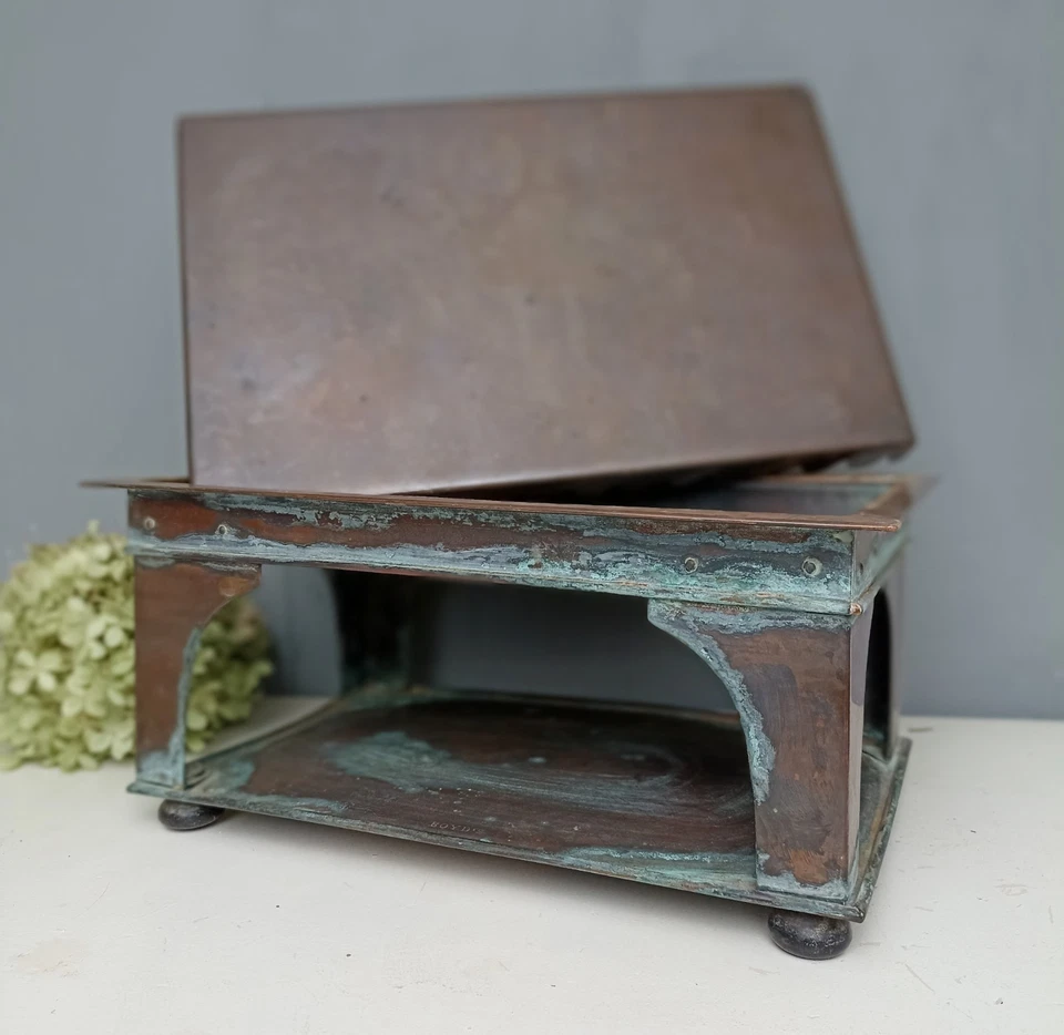 Antikes Kupfer Rechaud, England Anfang 1900, alter Wärmofen - Bild 3 von 4