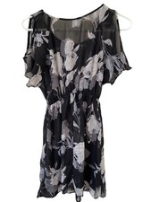 Xhilaration Dress Womens Size  XS Black White  Cold Shoulder Semi Sheer Liner