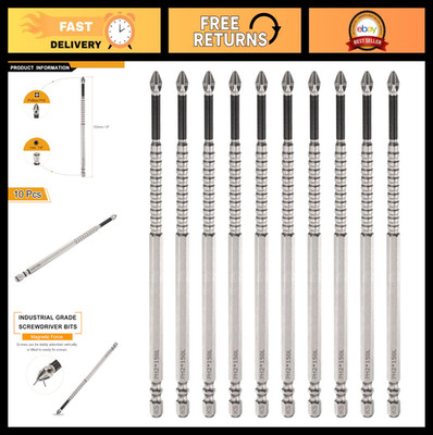 10pcs PH2 Impact Phillips Screwdriver Bits - 1/4'' Hex Shank, Anti-Slip, 6'' Long