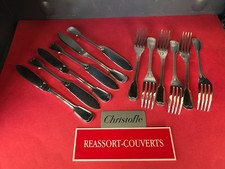 6 COUVERTS POISSON 19.8 /17.8 CM CHINON CHRISTOFLE TRÈS BEL ÉTAT MÉTAL ARGENTÉ 