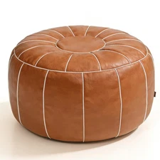 Unstuffed Moroccan Storage Pouf Foot Stool Ottoman Seat Handmade Faux Leather...