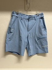 Huk Fishing Next Level 10  Inseam Shorts Size Medium Light Blue Cargo Quick Dry
