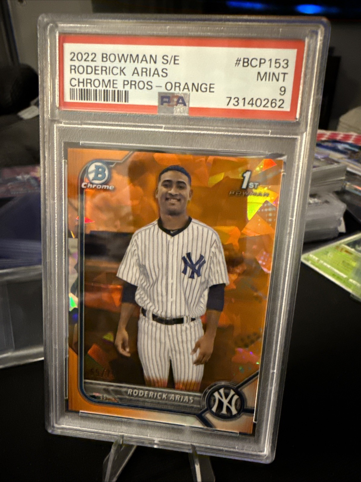 2022 Bowman Chrome Sapphire Prospects Orange 65/75 Roderick Arias PSA 9 🔥🔥🔥