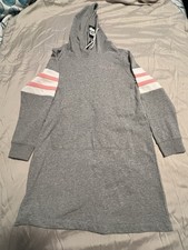 Tommy Hilfiger Sweater Dress Hoodie Gray Pink Womens Size M or L New