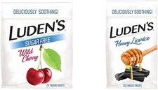 Ludens Wild Cherry Sugar Free Throat Drops, 75 Count & Honey Licorice Throat... 