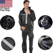 Adult Raincoat Jacket Pants Suit Heavy Duty Rain Wear Camping Walk Farm Fishing