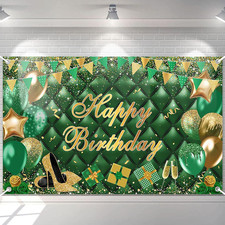 Green Happy Birthday Banner Gold Green Bokeh Balloons Happy Birthday Photography