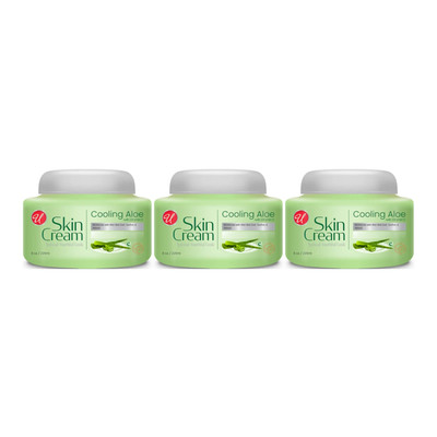 Cooling Aloe Skin Cream w/ Vitamin E - Natural Youthful Look, 8oz. (Pack of 3)