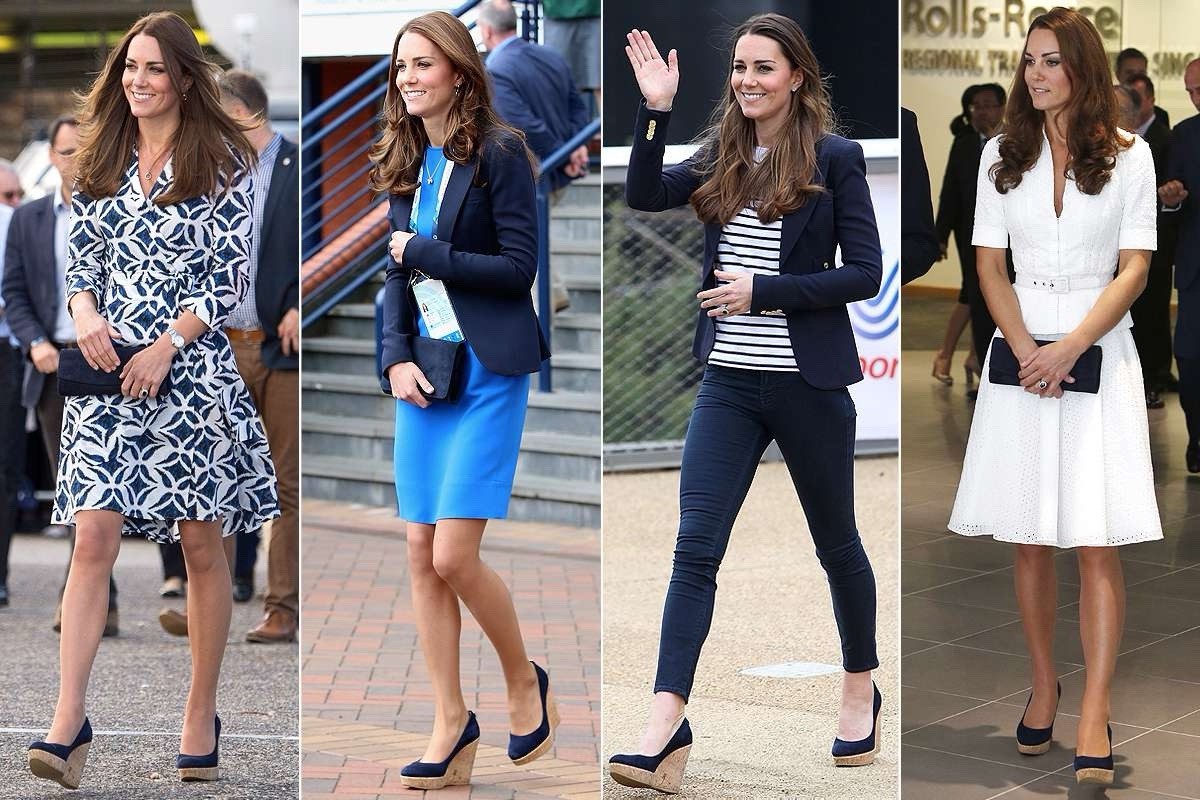 Kate Middleton Weitzman Wedges Stuart Weitzman COCO Navy Cork