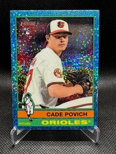 Cade Povich Rookie 2025 Topps Heritage Chrome Light Blue Sparkle Orioles