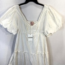Show Me Your MUMU Womens White Midi Puff Sleeve Dress Size M NEW