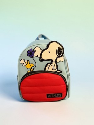 Bioworld Peanuts Snoopy and Woodstock Blue Mini Backpack with Red Pocket