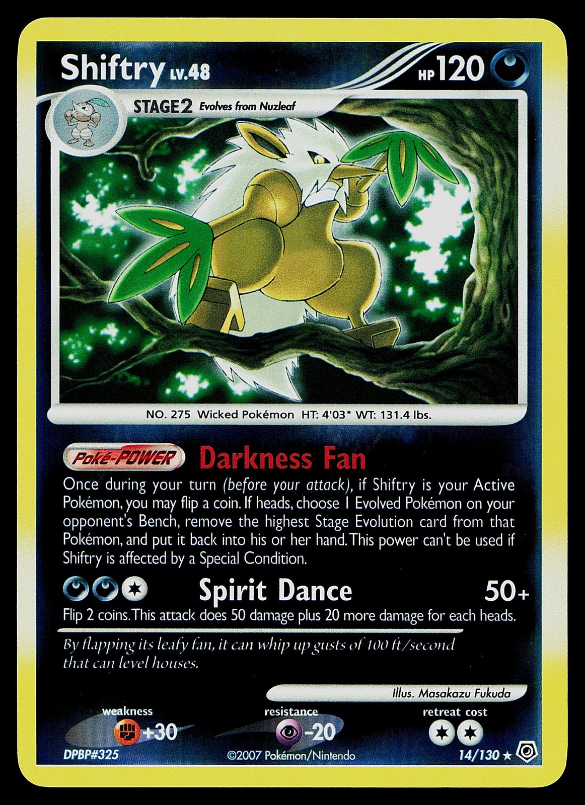 Pokemon Card - Shiftry Diamond and Pearl 14/130 Reverse Holo Rare