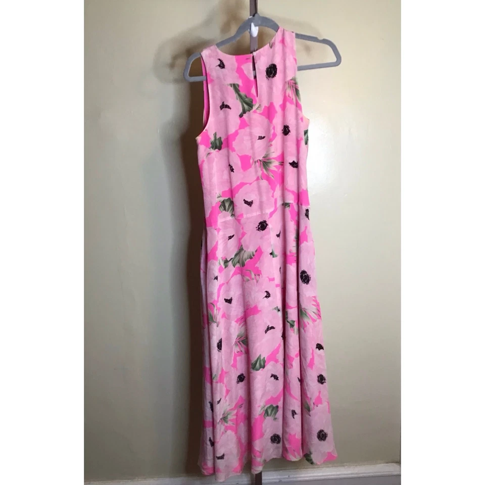Maxi Vestido French Connection Mujer 100% Seda Floral Sin Mangas Talla 2 Rosa Usado en Excelente Condición Foto 4 de 4