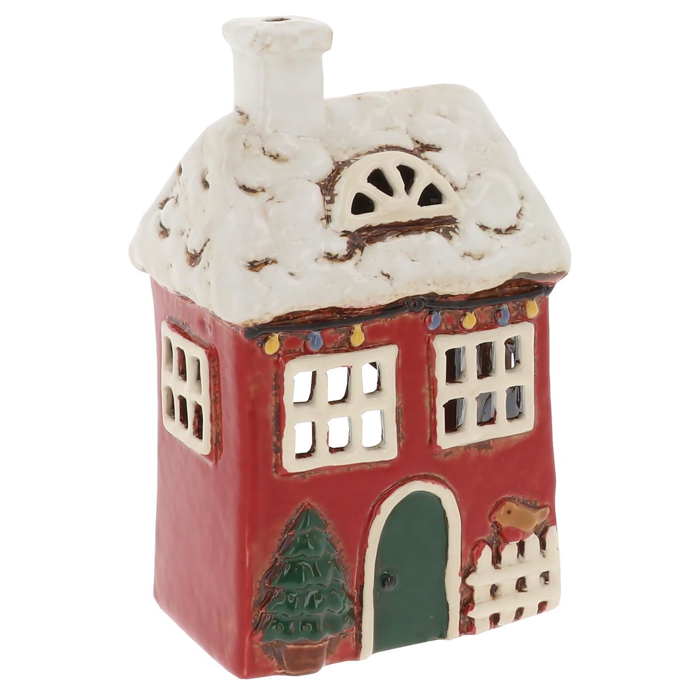 Shudehill Giftware Village Pottery Robin House Christmas Tealight Holder