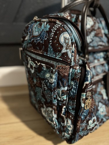 Borsone Vera Bradley Java blu rotante 19" bagaglio rotante valigia paisley - Foto 3 di 8