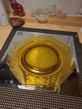 MCM Vintage Amber Etched Octagon Salad Bread Dessert Plate