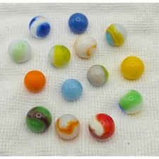 Vintage Glass Marble Lot 13 Mixed Swirl Marbles UV Reactive Orange Collector Lot