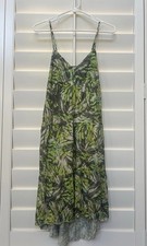 Banana Republic XS Dress Floral NEW Green Yellow Tiered High Low Rayon Jersey