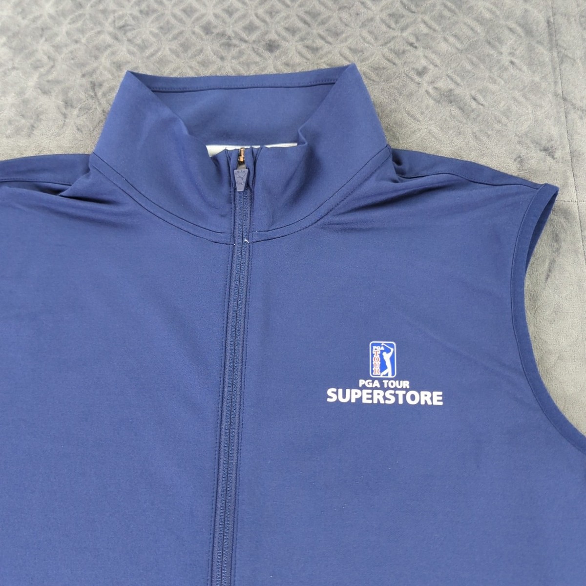 PGA Tour Superstore Golf Vest Puma Full Zip Blue Mock Neck Sleeveless Men Medium