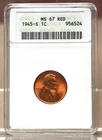 New Listing1945-S LINCOLN WHEAT CENT ANACS MS67 RED 956524 - OLD HOLDER