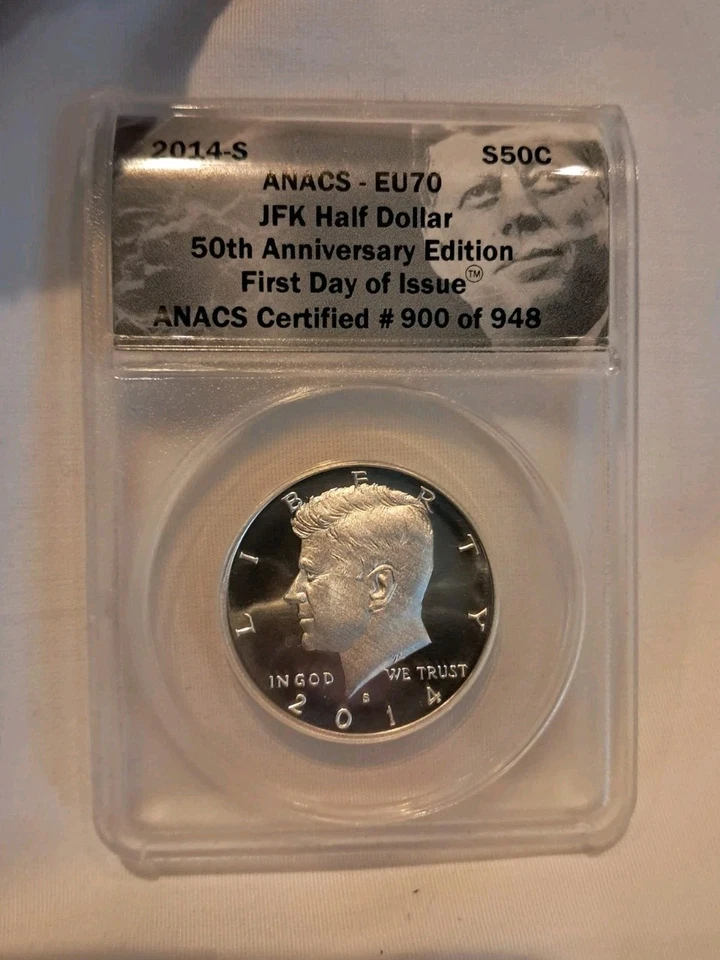 2014-S 50C Kennedy Half Dollar 50th Anniversary ANACS Enhanced 70 Easy DMPL - Image 3 of 4